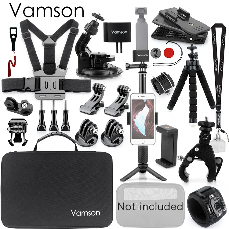 Vamson для DJI OSMO Карманный расширительный комплект шарнирный адаптер аксессуары держатель зажим для селфи штатив присоска OPS02 - Цвет: OPS02A