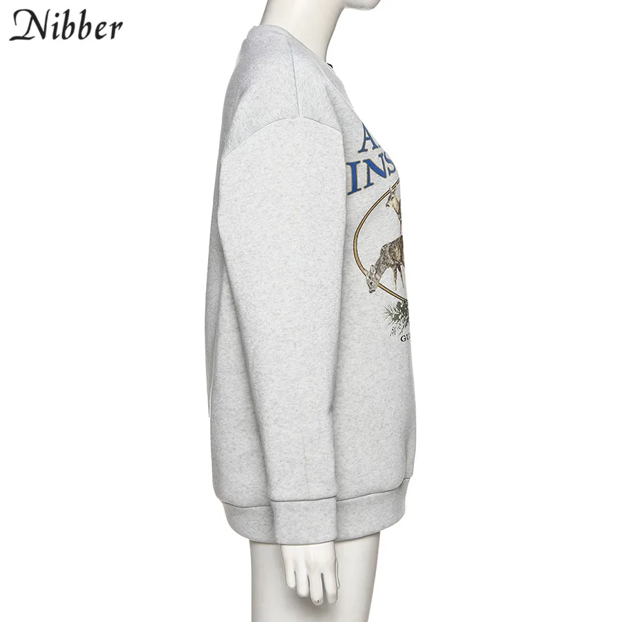 NIBBER, черный/серый, двухцветный, стильный женский пуловер с принтом, Осень-зима, длинный рукав, свободный, Повседневный, уличная одежда, толстовки, Топ