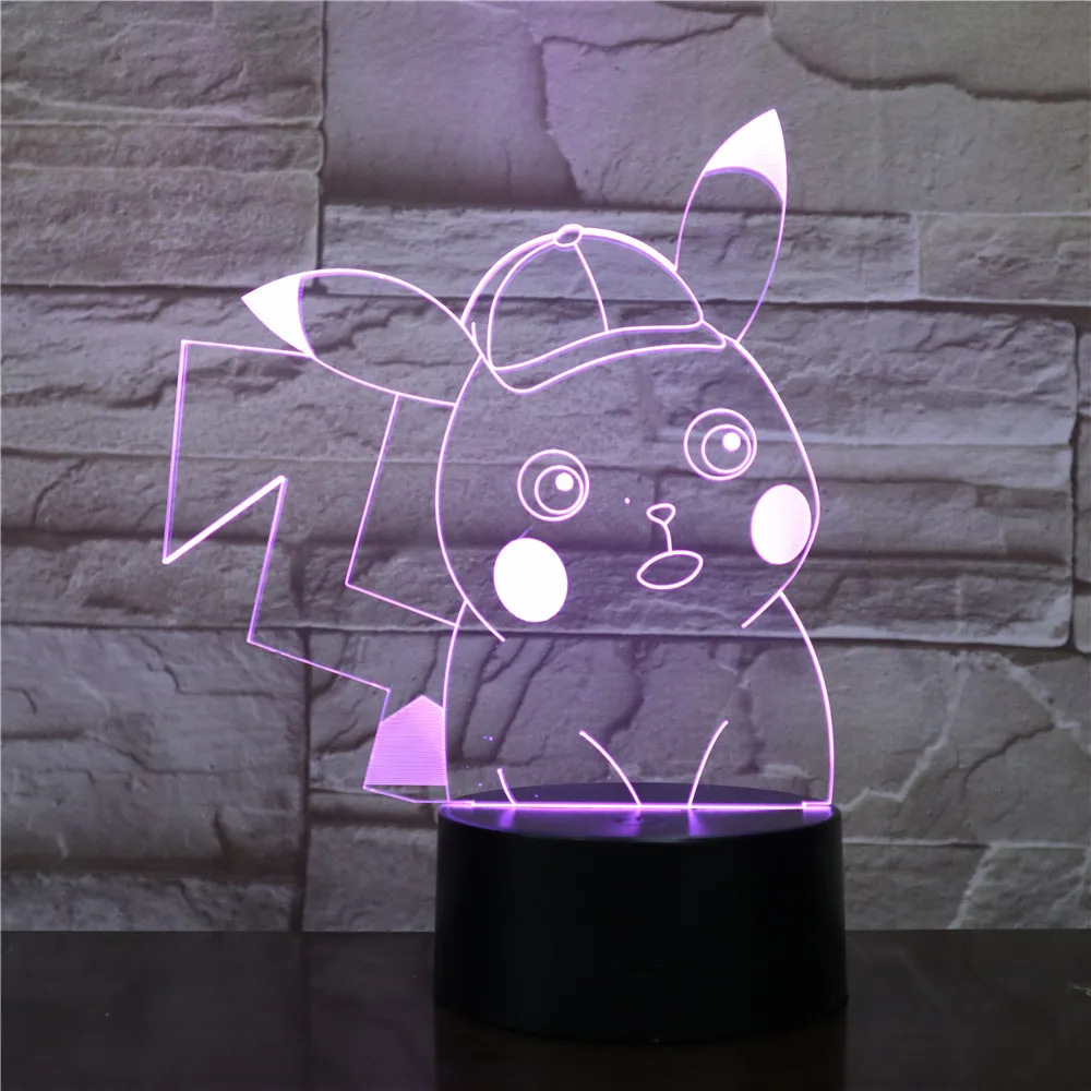Мультфильм Покемон игра Пикачу мяч 3D лампа USB светодиодный ночник Иллюзия для настроения освещение домашний Декор Детский подарок игрушка Прямая поставка