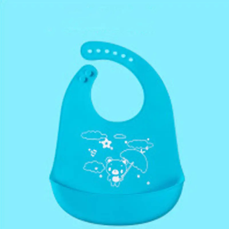 Милый удобный детский нагрудник для кормления, слюнявчик, водонепроницаемый, безопасный, силиконовый, на шею - Цвет: Синий