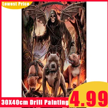 

5D DIY Diamond Painting Full Square/Round Drill "Death By Pitbulls" Cartoon Diamond Embroidery Cross Stitch Mosaic Home Decor