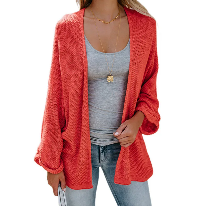 

2019 New Pattern Sweater Long Fund Bat Sleeve Thin Knitting Cardigan Women