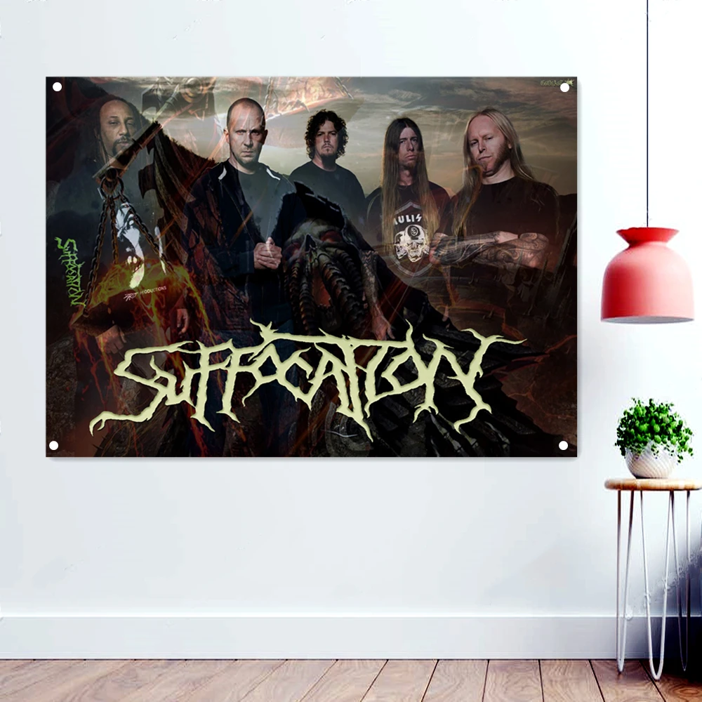 

Rock Singer Scary Bloody Death Art Flag Wall Hanging Chart Painting Vintage Rock Band Banner Heavy Metal Music Poster Home Decor