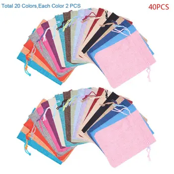 

20 Pcs Color Sackcloth Drawstring Pouches Earrings Ring Jewelry Gift Storage Bag