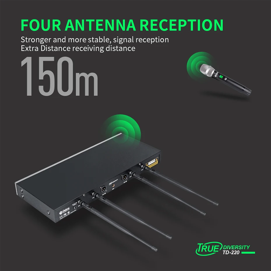 Настоящее разнообразие! TD-220 Профессиональный 2 канала UHF Беспроводной система микрофонов беспроводные Беспроводной для вокала певица караоке