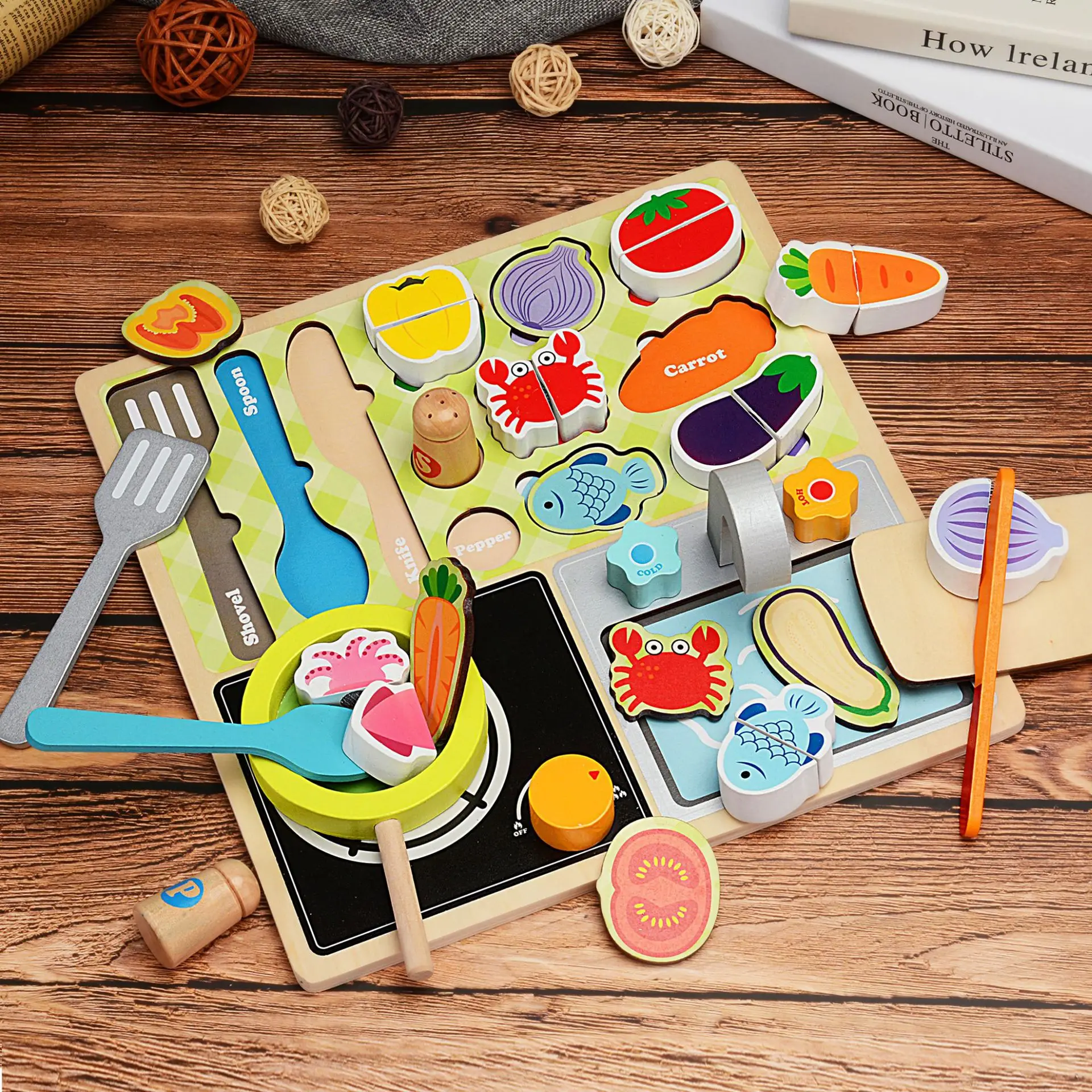Детская игрушка Kithchen, настоящая жизнь, косплей, барбекю, резка фруктов, овощей, деревянная игрушка, ролевые игры, детская развивающая игрушка