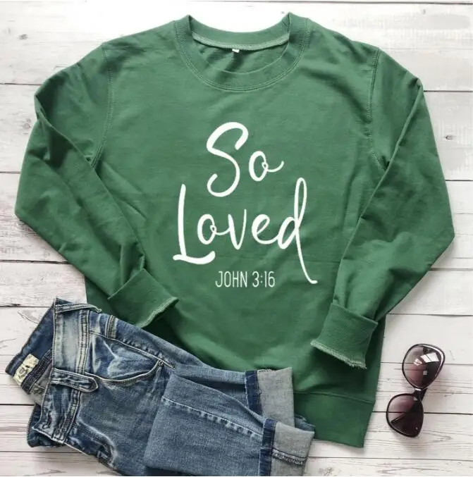 So Love John 3:16 пуловер Толстовка христианские женские толстовки с длинным рукавом религия гранж Топы модная одежда дропшиппинг