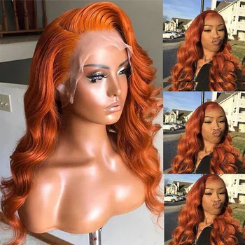 

Ginger Orange U Part Wigs 360 Lace Frontal Human Hair Wigs Glueless Silk Top Full Lace Wig Body Wave Pre Plucked Remy Baby Hair