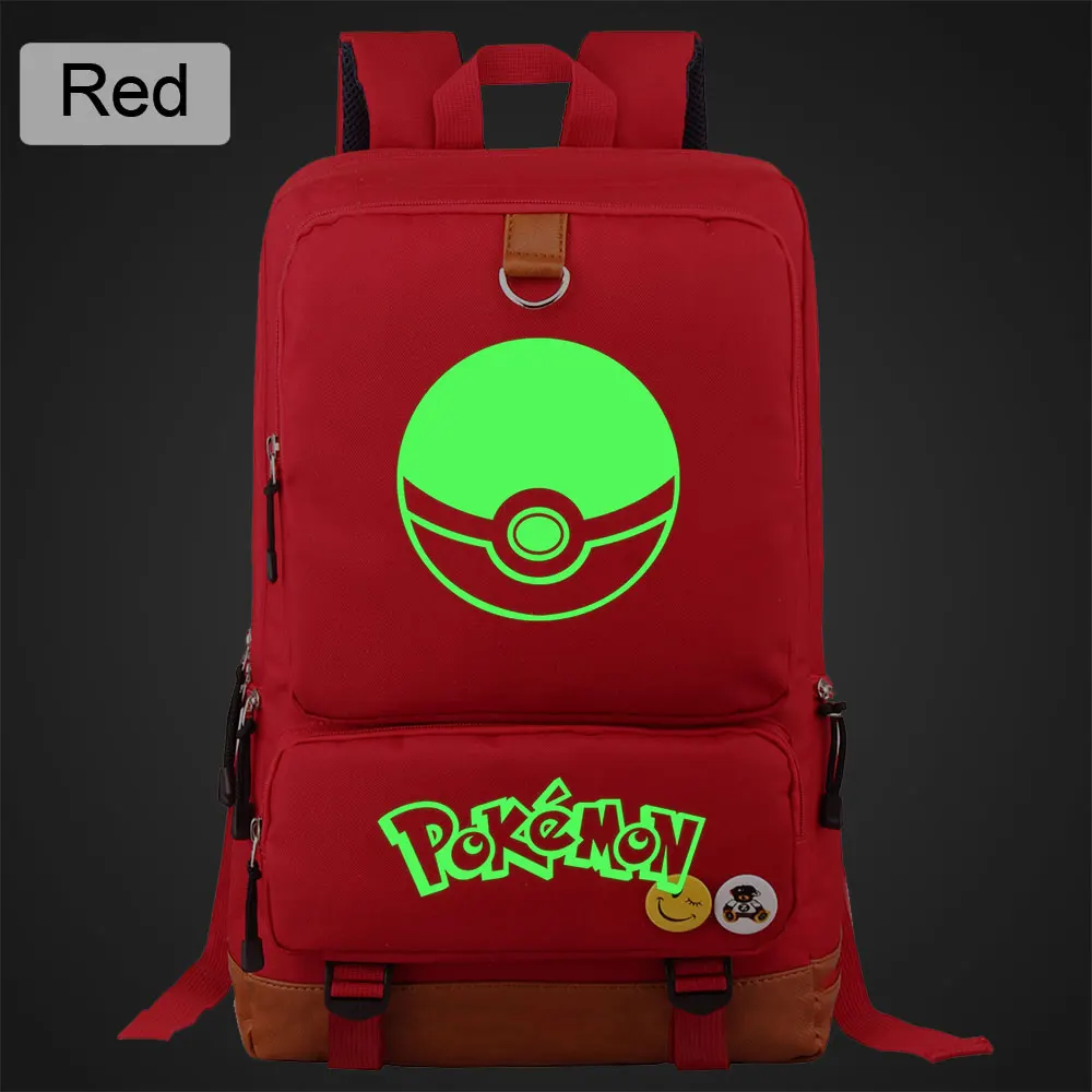 Green Luminous Pokemon Pikachu Boy Girl Book School bag Women Bagpack Teenagers Schoolbags Men Student Patchwork Backpack - Цвет: DL18-26