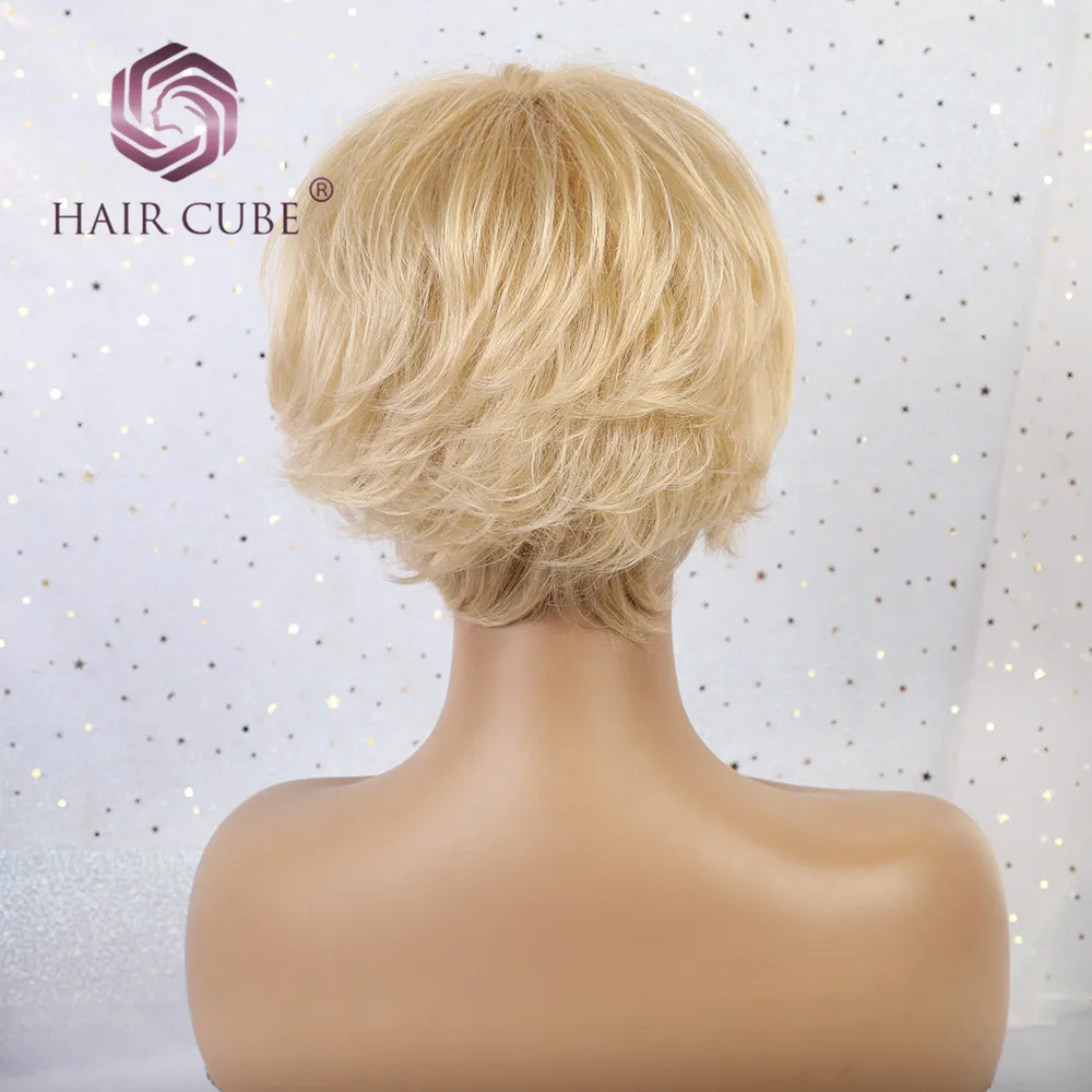 Haircube синтетические 8 дюймов короткий кудрявый парик 50% пряди человеческих волос для волос пушистые тапочки женские меховые тапочки, короткая стрижка, смесь парики для Для женщин