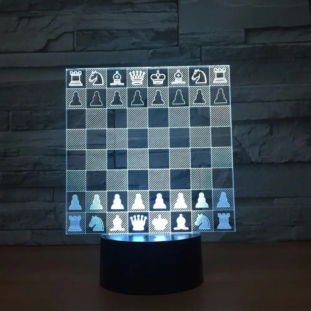  3D Chess Modelling Desk Lamp Led Nightlight 7 Colors Changing Horse Chess Lighting Fixture Bedroom 