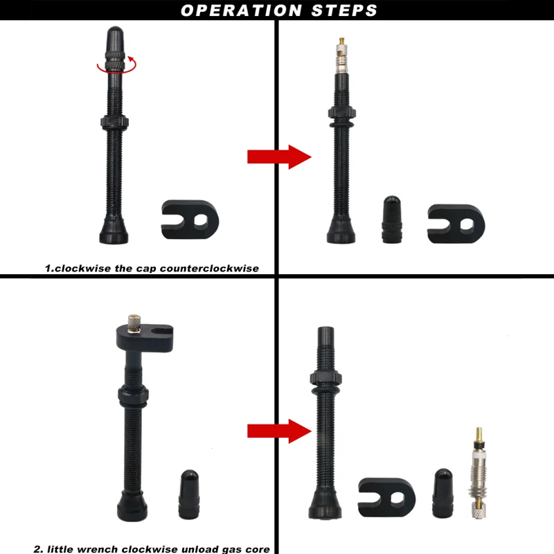 Bicycle Air Valve 2Pcs 40/60MM Vacuum Durable Alloy Stem Brass Core F/V Presta MTB Tubeless Tire Nozzle Cap Cycling Parts