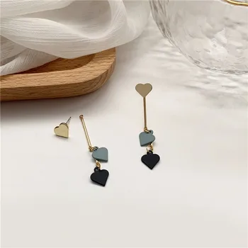 

2020 Newest Design Fashion Jewelry Colorful Heart Dangle long Drop Earrings For Woman