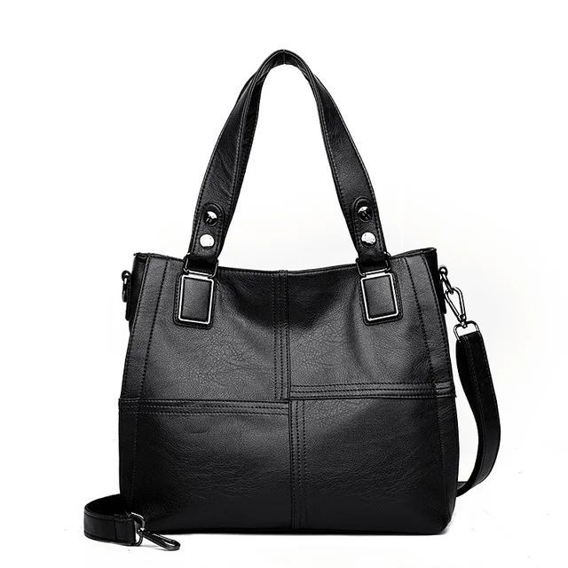 Женская сумка-тоут из мягкой кожи, роскошная сумка, женские сумки, дизайнерские сумки через плечо для женщин, sac a основной femme - Цвет: Black