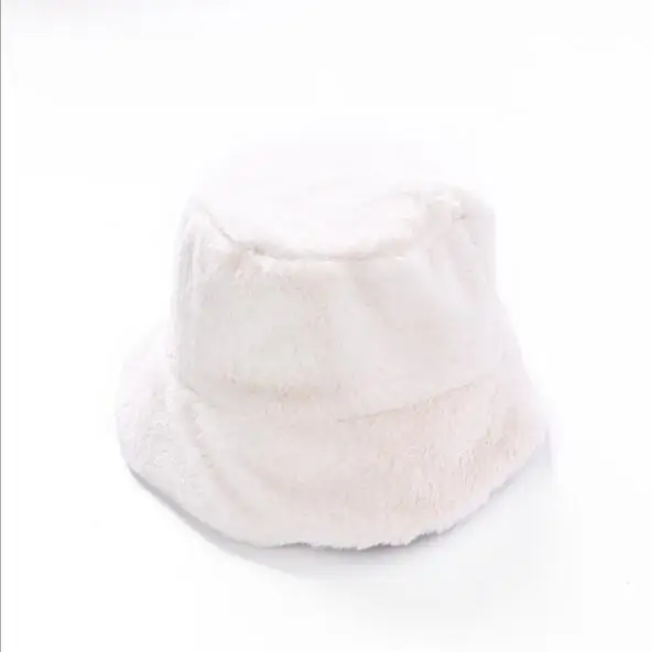 white Рыбацкая шапка, женская осенняя и зимняя плюшевая шапка, монохромная Плоская верхняя широкая шапка, Повседневная модная теплая шапка с густым мехом - Цвет: white