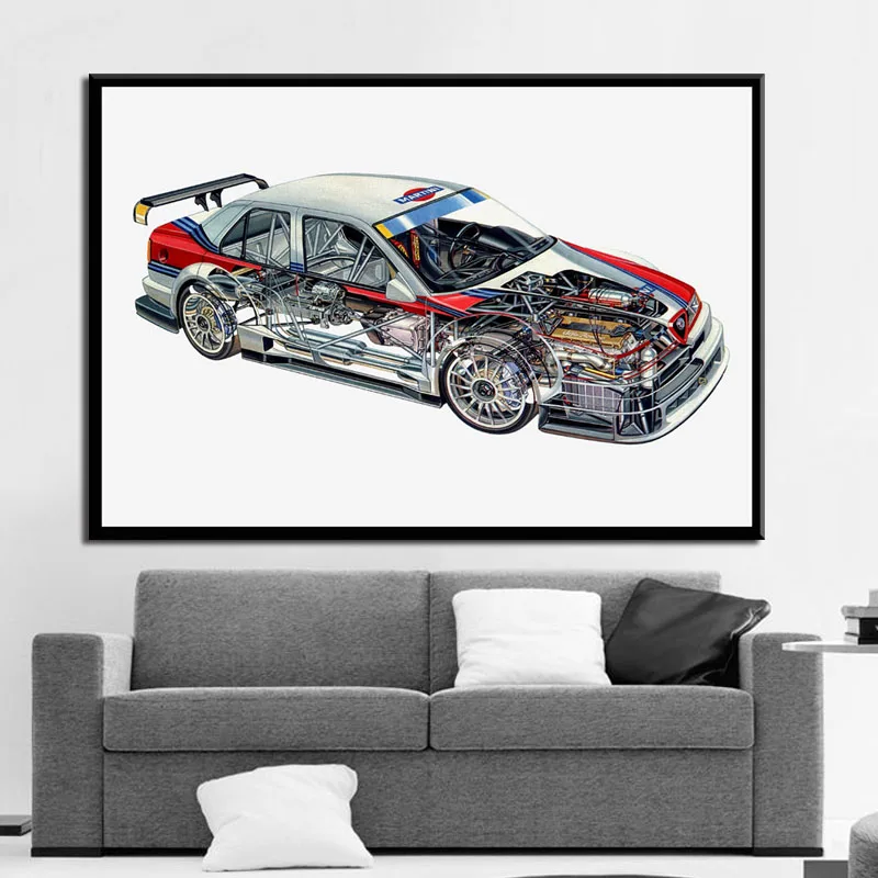 NT082 карта гоночного автомобиля Горячая BMW M3 E30 компонентная схема плакат настенная живопись холст картина Печать Декор для дома комнаты