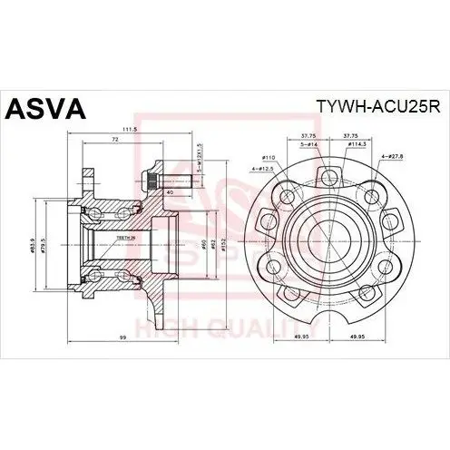 Ступица колеса с интегрированным подшипником ASVA TYWH ACU25R|Клатчи и аксессуары| |