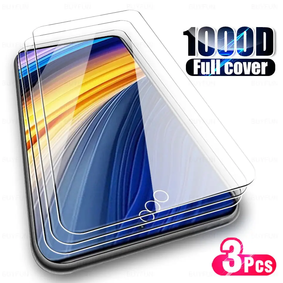 

3PCS HD Clear Protective Glasses For Poco X3 NFC Poko M3 M4 Pro F3 5G Little X4 Pro X 3 NFS Glass Tempered Screen Protector Film