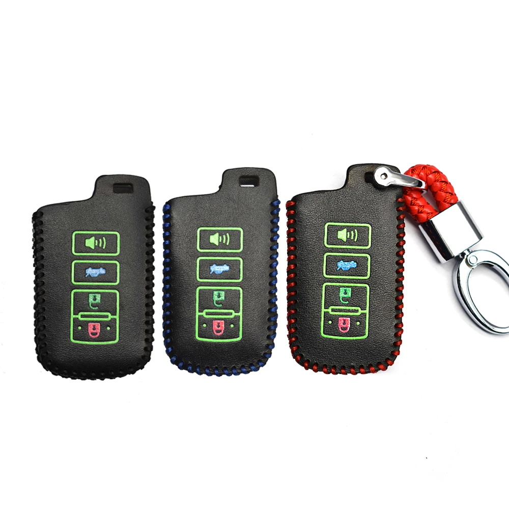 4Buttons Keyless Smart Key Fob Holder. only for Keyless go for Toyota Key Fob Cover Case,Genuine Leather Key Case Cover Protector Compatible with 2018-2020 Toyota RAV4 Camry Avalon C-HR Prius Corolla