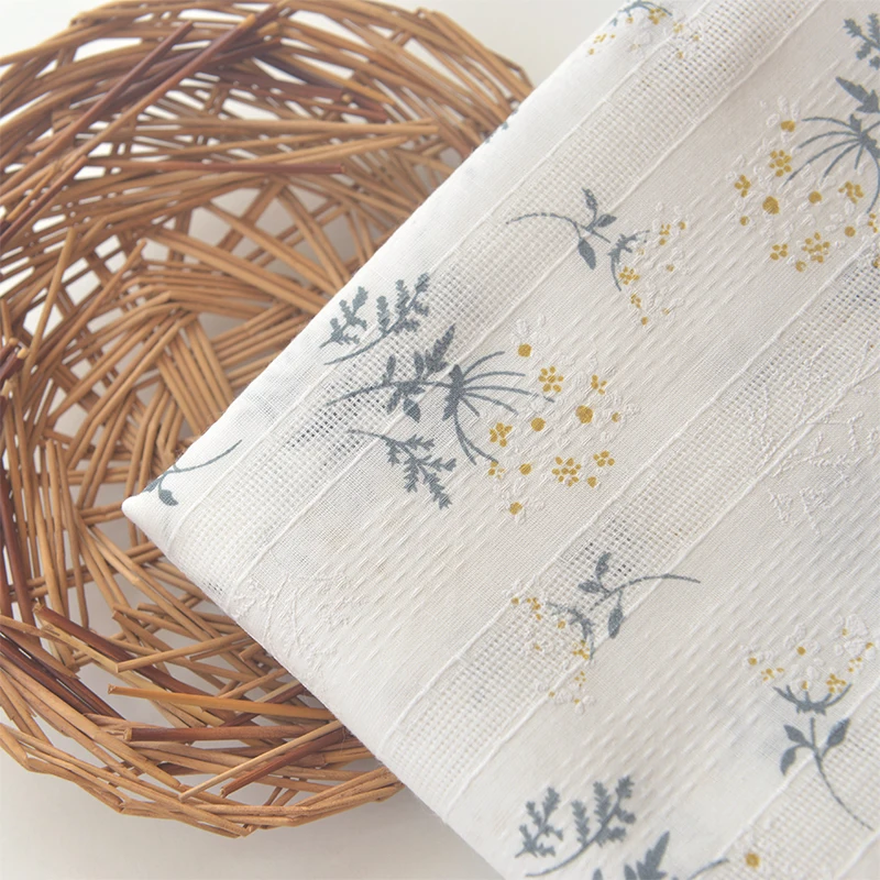 Цветок жаккард хлопок ткань 3D печать ткань для DIY Мода летнее платье делая материал