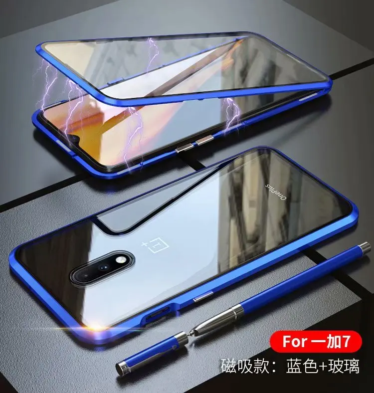 Капа fundas алюминиевый бампер передний+ задний стеклянный чехол для Oneplus 7 1+ 7 Pro Бампер защитный чехол