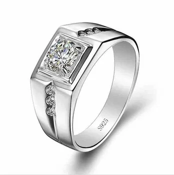 

classic 100% 925 Sterling Silver 4mm 1ct Engagement Rings For lover's Men Wedding Rings Simulated Platinum Diamond size 7-12