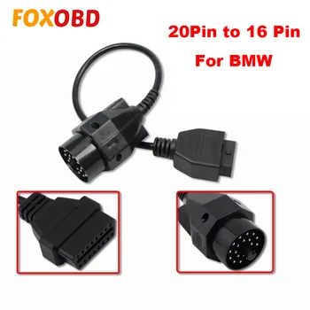 

100% Brand New For BMW 20 Pin To OBD2 16 Pin Diagnostic Cable Connector For BMW 20Pin OBD OBDII Adapter For E36 E39 X5 Z3