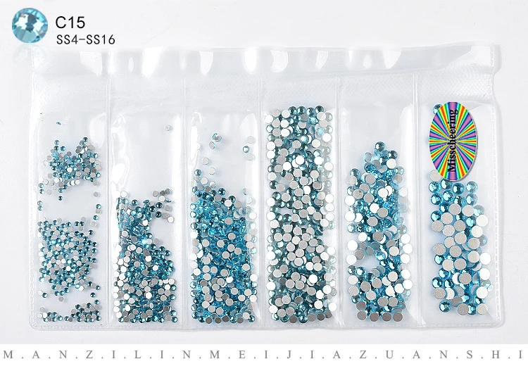 20 цветов, SS4-SS16, смешанный размер, 3D стеклянные стразы для ногтей, для украшения ногтей, дизайнерские драгоценные камни бисер, украшения для ногтей, аксессуары для ногтей