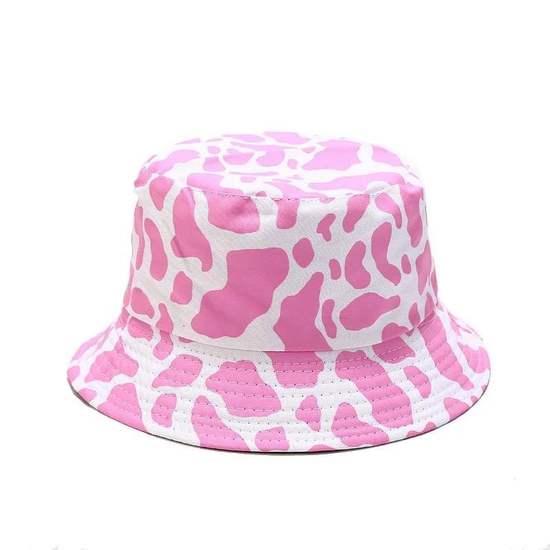 2020 New Fashion Reversible Black White Cow Pattern Bucket Hats Fisherman Caps For Women Gorras Summer Men