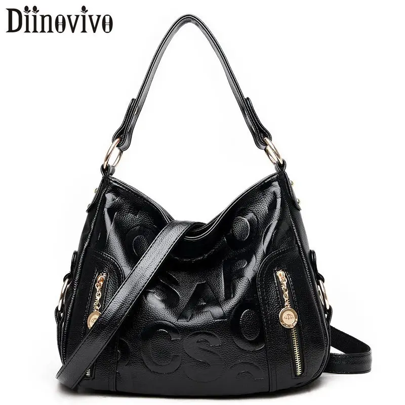 

DIINOVIVO Letter Printing Ladies Tote Handbags Luxury Designer Shoulder Messenger Bag Women Zipper Crossbody Bags Girls WHDV1302