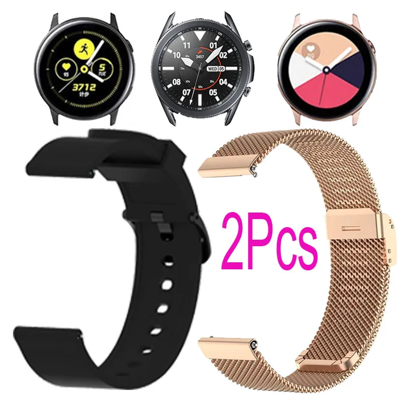 

Milanese Band For Samsung Galaxy Watch Active 3 2 41mm 40mm 42mm 44mm Watch Strap 20mm Width Wristband Silicone Watchband