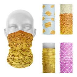 Novelty Design 3D Printed Women Headscarf Funny Beer Fish Scale Pattern Magic Sports Hiking Face Hijab Scarf Neck Gaiter For Men