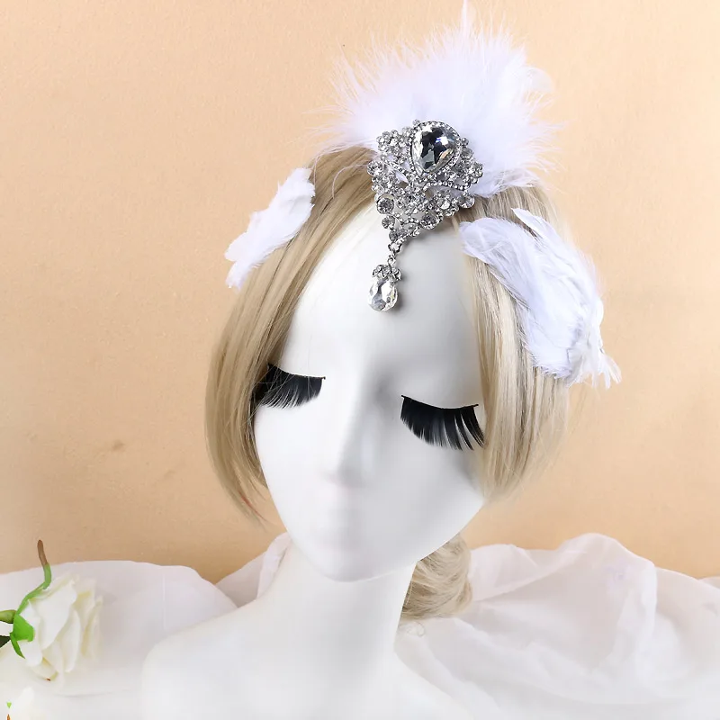 New Retro Feather Dinner Passerella Photo Feather Diamond Feather Head Flower Accessori Per Capelli Natalizi
