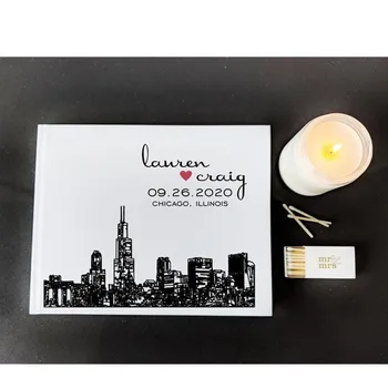 

personalize Wedding Sign In Book Horizontal Unique Guest Book Rustic Hardcover honeymooning Album cutom Birthday Keepsake Book