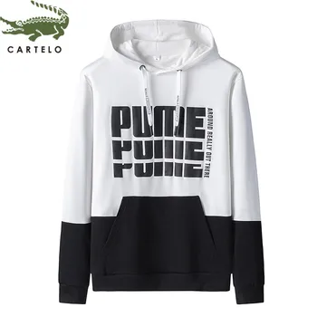 

CARTELO men hoodies new fashion wild color matching hoodies men casual hooded letter printed men coat