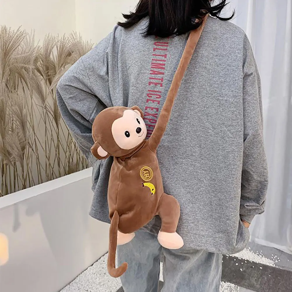 Women Lovely Monkey Plush Backpack 