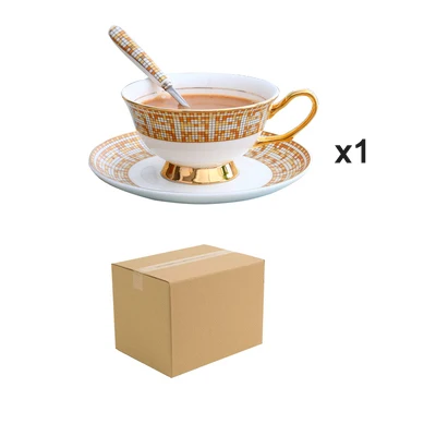 1-pcs set Мозаичная кофейная чашка из костяного фарфора, европейская послеобеденная чайная чашка с позолоченной ложкой, чайный набор, керамическая Цветочная чашка с блюдцем - Цвет: 1-pcs set