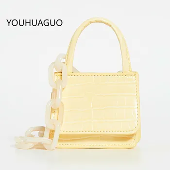 

2020 New Crocodile Pattern Mini Cute Lipstick Bag Diagonal Small Square Bag Acrylic Chain Handbags Women Bags Designer