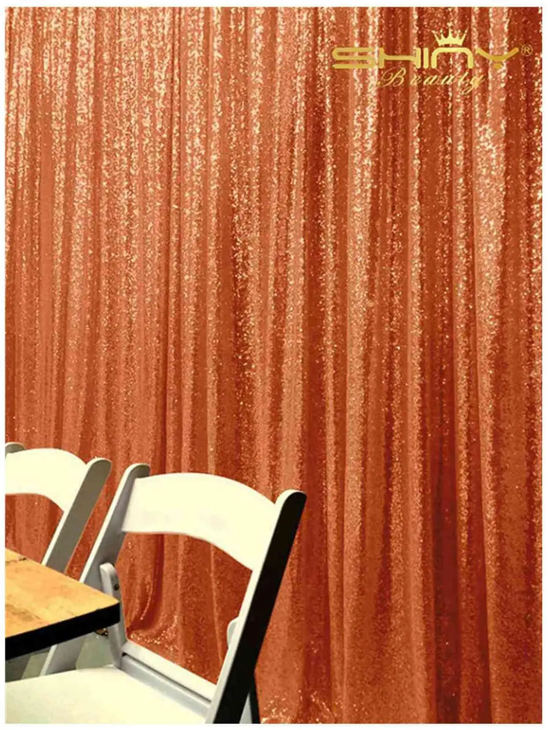 

Shinybeauty Orange Sequin Photo Backdrop Glitter Curtains Birthday Party Background Decoration-M190726