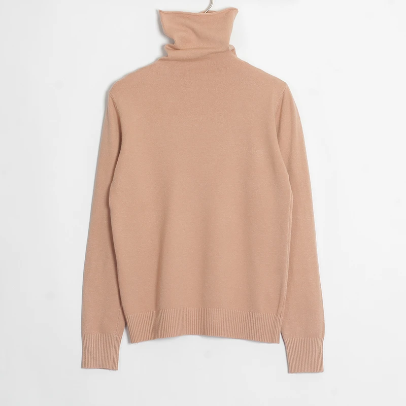 Pink Wixra, женские мягкие однотонные трикотажные футболки, женские повседневные водолазки с длинным рукавом, базовый свитер, футболка, Осень-зима, классические топы - Цвет: Pink