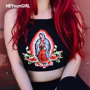 

HEYounGIRL Sexy Backless Cropped Top Women Sleeveless Halter Black Cami Tops Tees Fashion Harajuku Tank Top Ladies Streetwear