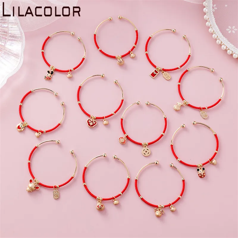 Lilacolor, красная веревка, металлические женские браслеты, вязанные, для влюбленных, корейский милый браслет, шарм, для девушек, для открытия, браслет, ювелирные изделия, Pulseiras