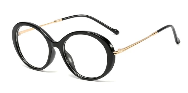 45960 ретро овальные очки оправа для мужчин и женщин Оптические модные компьютерные очки - Цвет оправы: C1 black