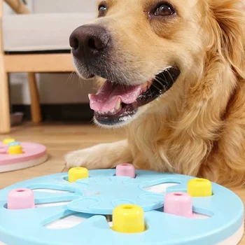 

Pet Dog Cat Slow Feeder Food Leaking Puzzle Toy Round Game Disc Training Interactive Slef-playing Toy For Dog