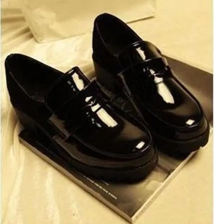 

2019jk Japan College Women's Middle School Students Small Black Leather Shoes COS Animation Festival Play round-Toe Maid Uniform
