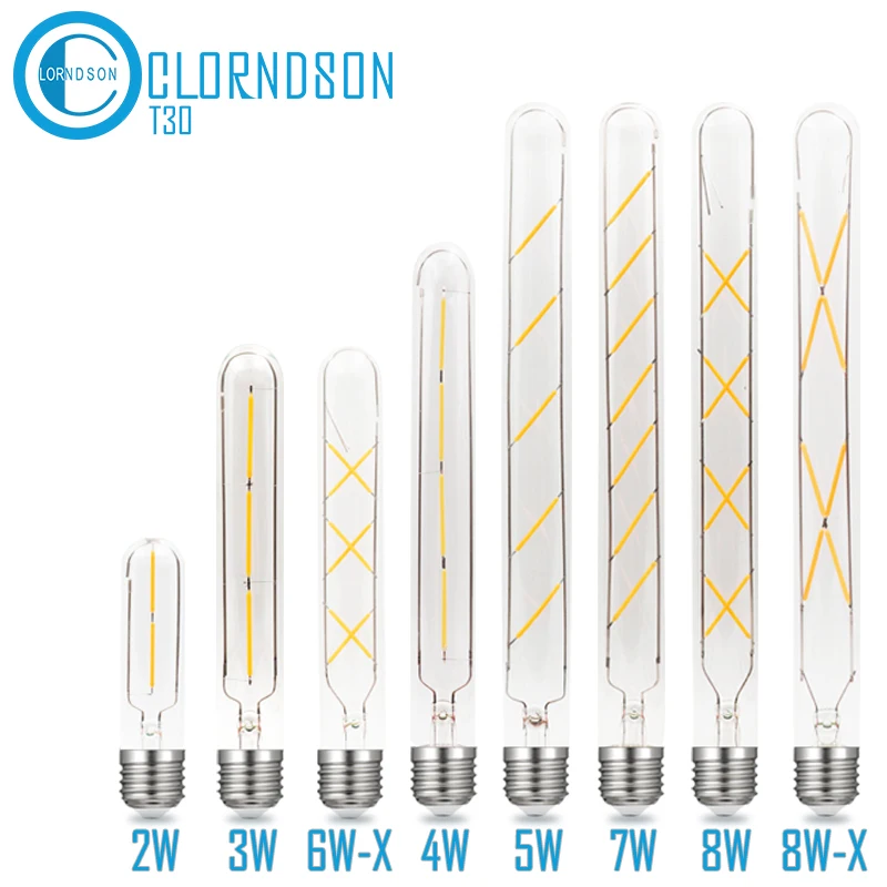 

Vintage T30 Dimmable Retro LED Filament Bulbs 6Watts 8Watts Led Tube E27/E26 110V 220V Tube Bulbs Lamp For Chandelier Lighting