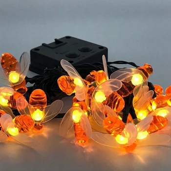

New Solar Powered Cute Honey Bee Led String Fairy Light 20leds 30leds Bee Outdoor Garden Fence Patio Christmas Garland Lights