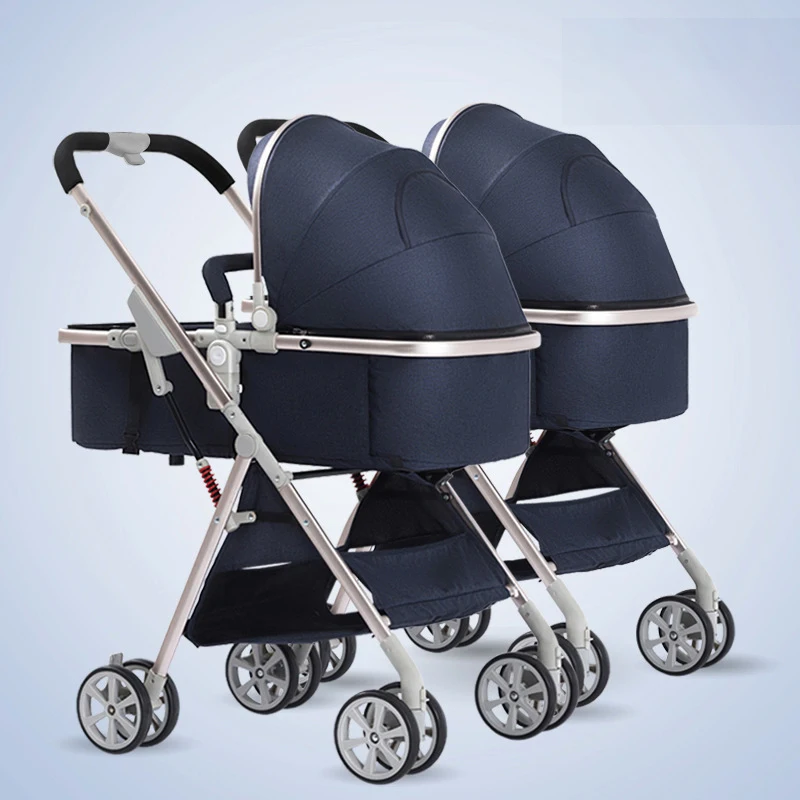 

2 In 1 Light Twin Baby Strollers Can Sit and Detachable High Landscape Lightweight Folding Shock Absorber Baby Double Carts