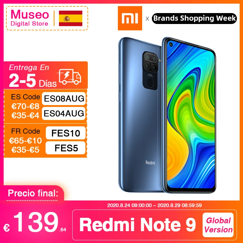 Global Version Xiaomi Redmi Note 9 4GB 128GB Smartphone Helio G85 Octa Core 48MP Quad Rear Cam 6.53 Global Version Xiaomi Redmi Note 9 4GB 128GB Smartphone Helio G85 Octa Core 48MP Quad Rear Cam 6.53