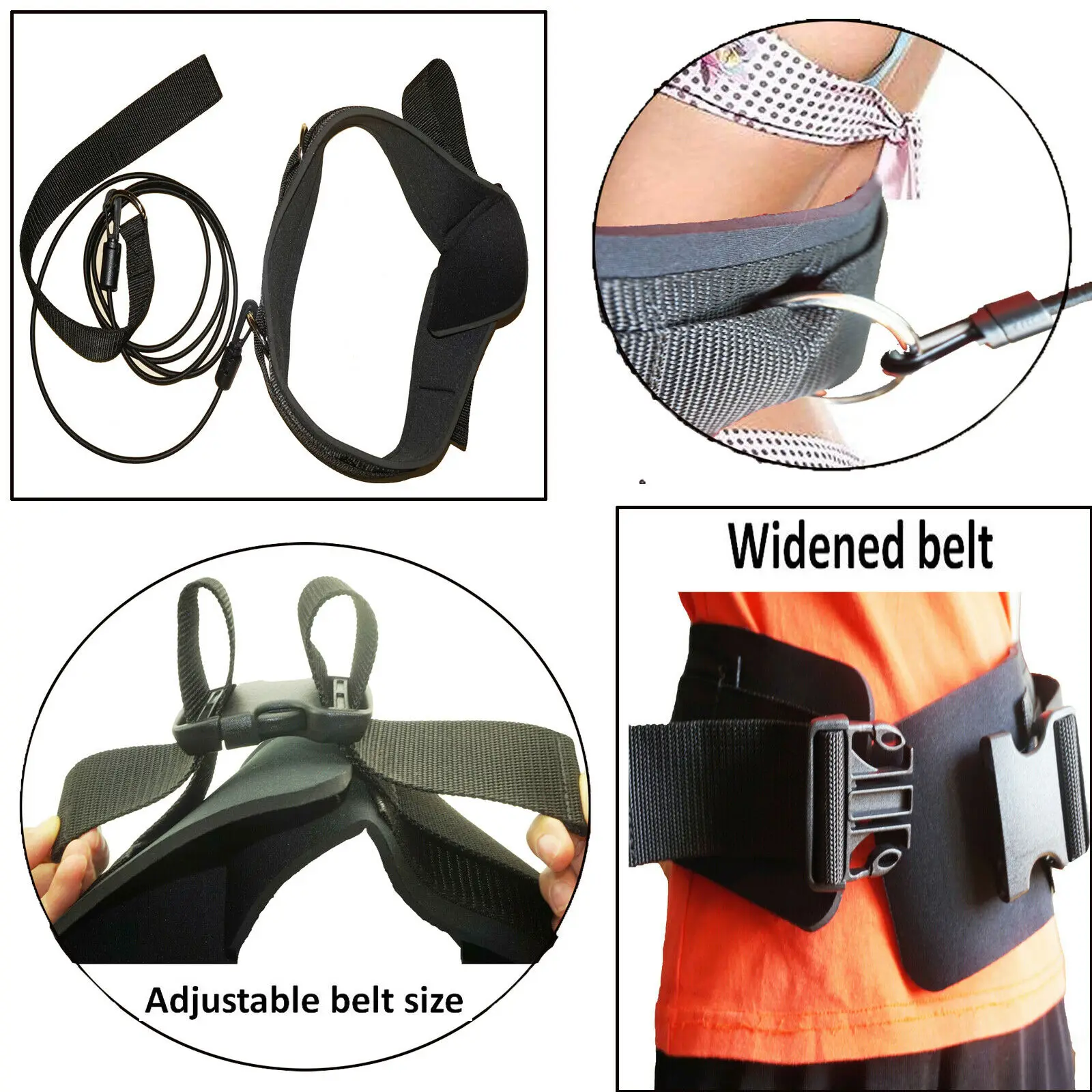 Swim Bungee Training Belt Swim Resistance Leash Exerciser Tether Aid Harness 